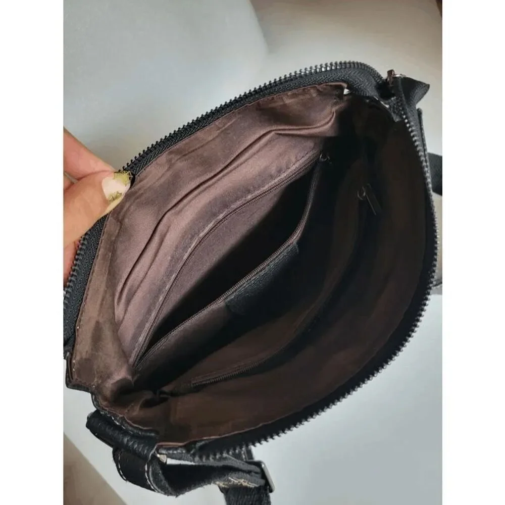 Men's Genuine Leather Messenger Shoulder Tablet Bag
